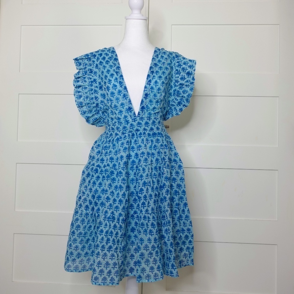 Oliphant Dress Cross back Mini Fern Blue NWT Original
